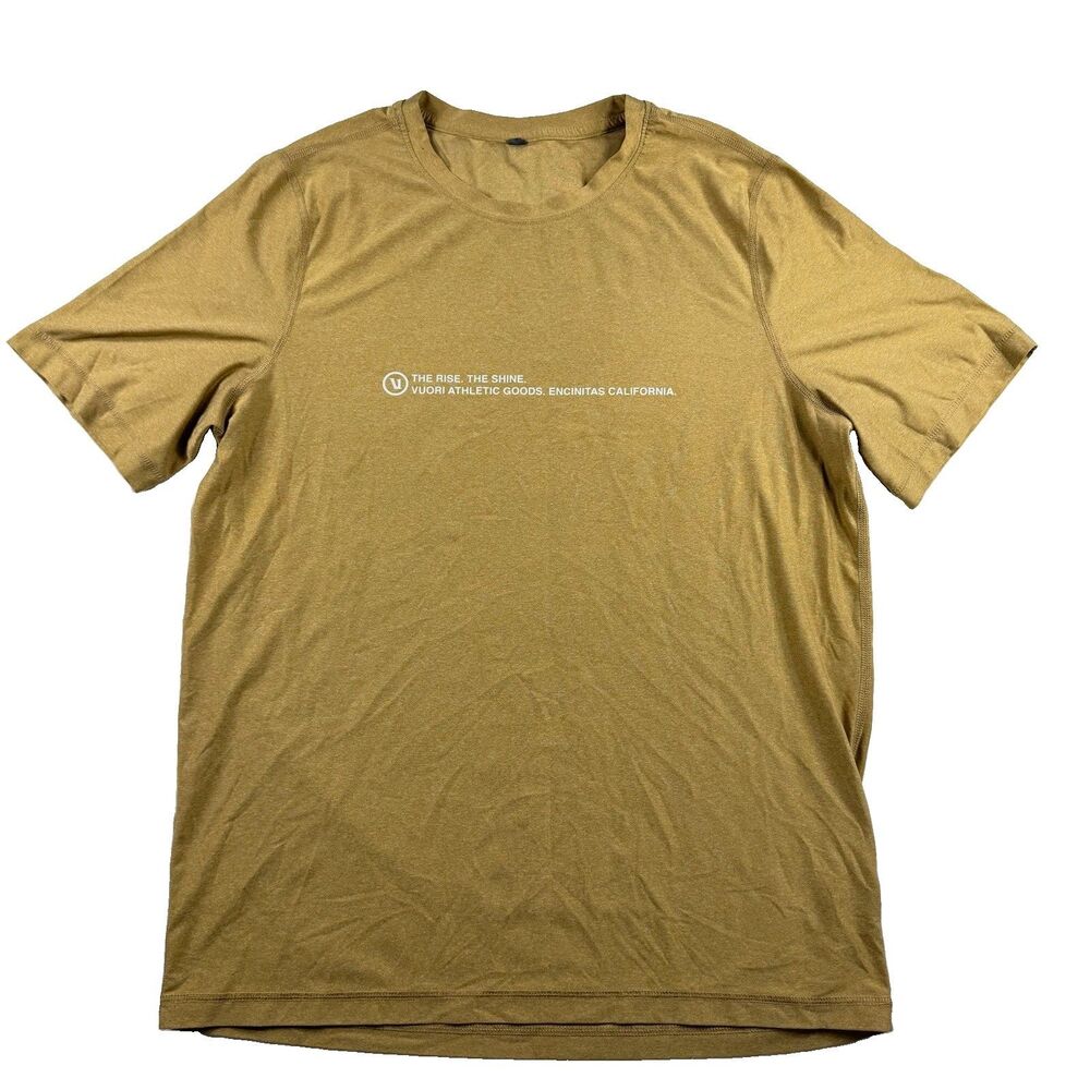 Vuori Short Sleeve Uluwatu 23 Water Tee Mens M Gold Heather 50+UPF Outdoor Sport